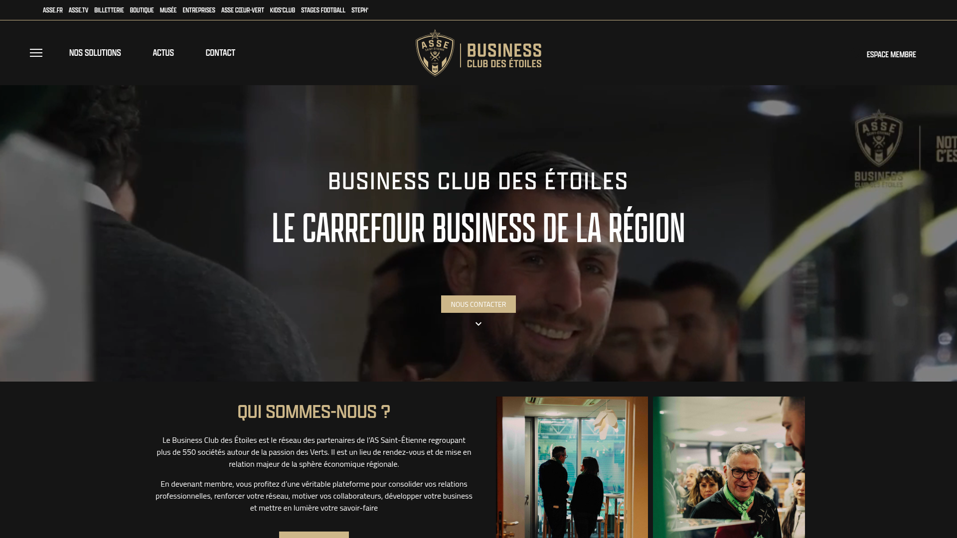 Aperçu du site du Business Club des Verts de l'AS Saint-Étienne